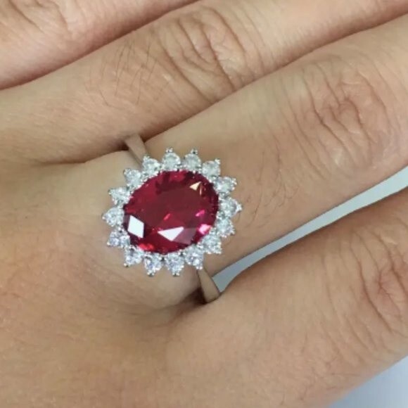 Silver Red Rhinestones Cocktail Ring size 10 NWT - Picture 1 of 4